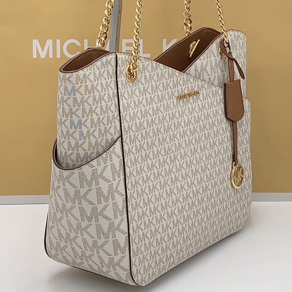 MICHAEL KORS LARGE X CHAIN LOGO SHOULDER BAG - Picture 14 of 16